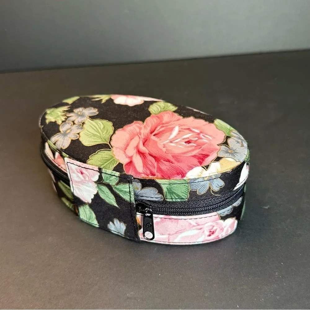 Black Floral Travel Jewelry Case‎